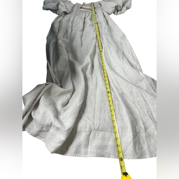 A.REN Candace 100% Linen Off White Maxi Dress - Picture 14 of 14